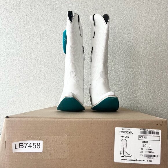 Lane Smokeshow Womens Cowboy Boots 5 White Leather Western Cowgirl Mid Calf Tall - Picture 10 of 11